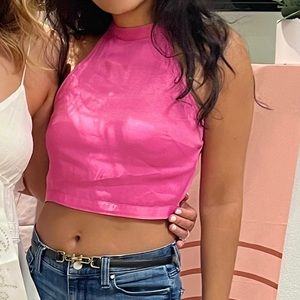 Zara Pink Satin Cropped Top